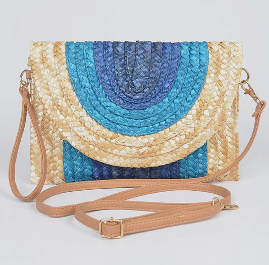Straw Envelope Clutch | Blue
