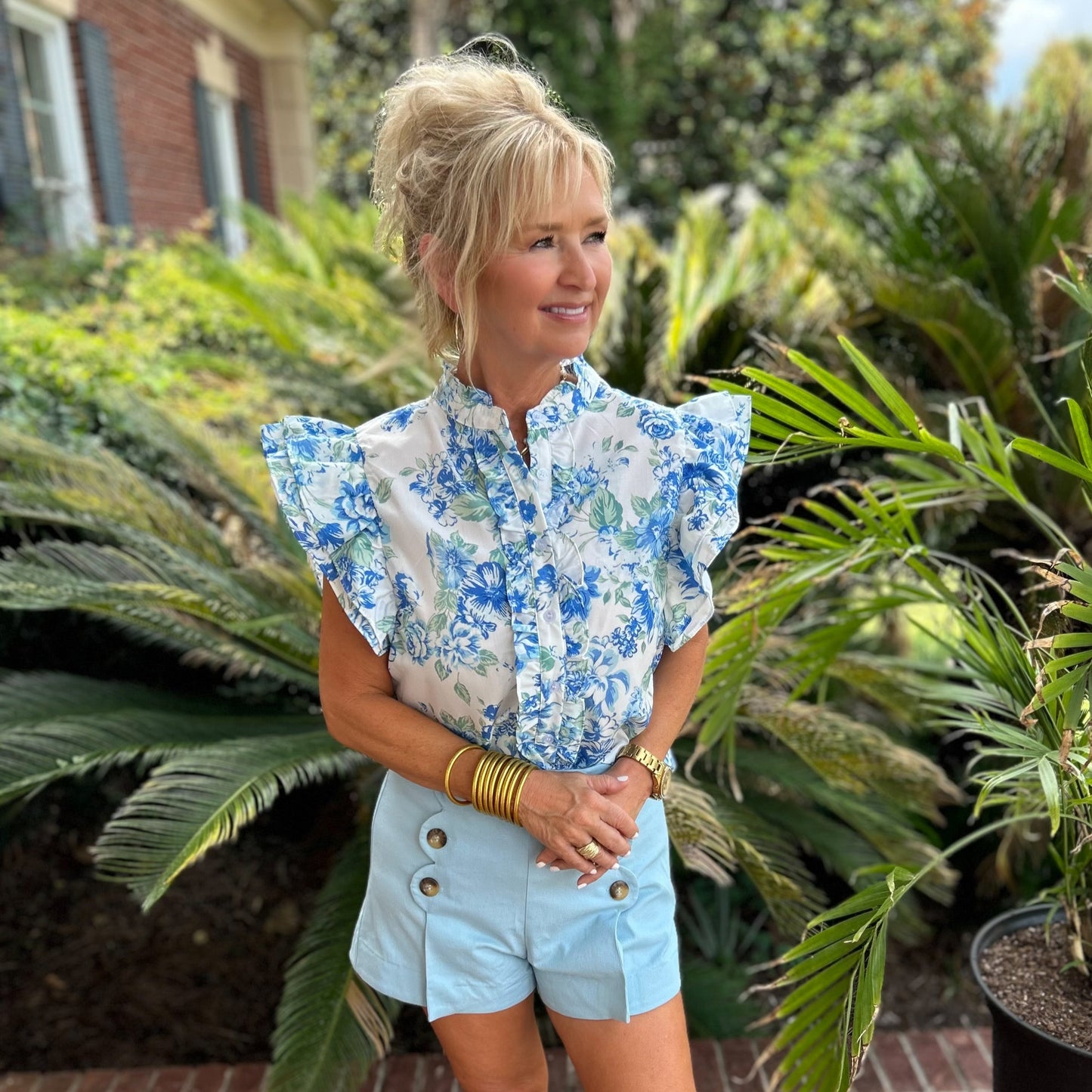 Miranda Top | Blue Floral