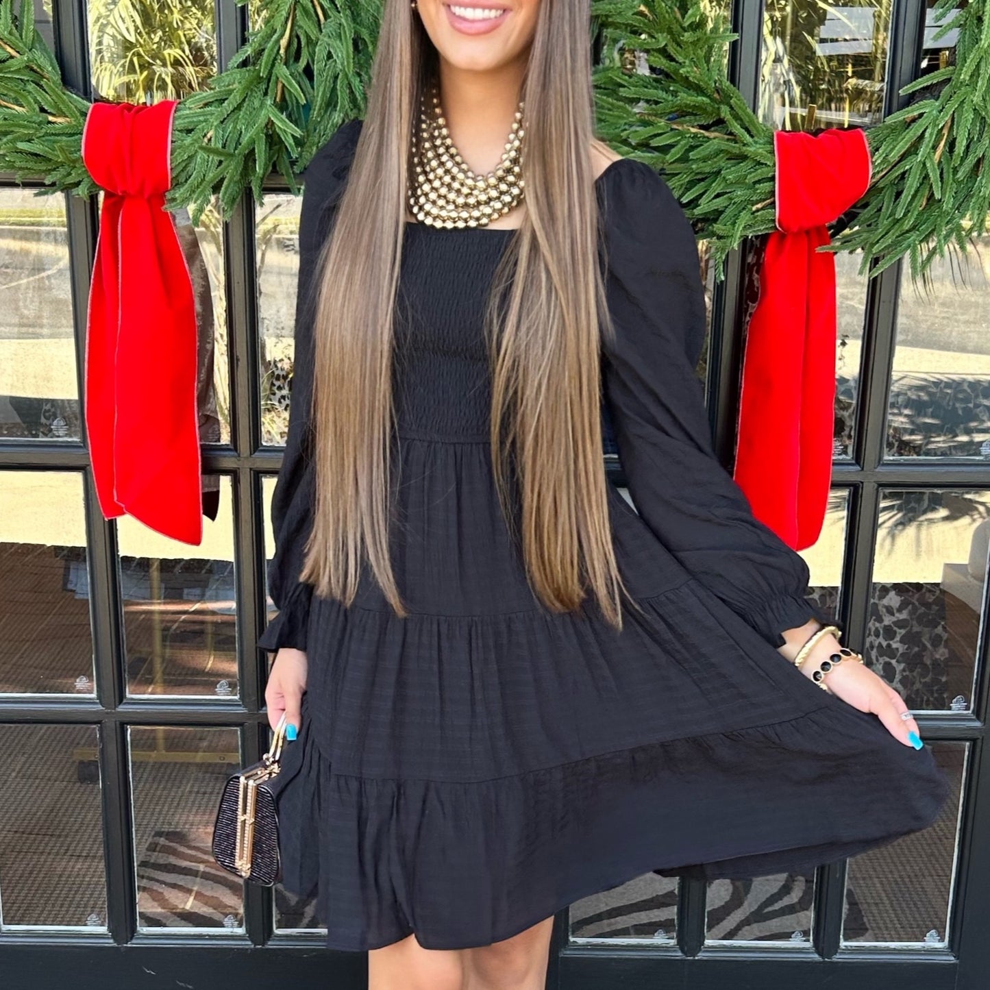 Allison Tiered Mini Dress | Black