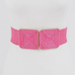 Two Buckle Straw Belt | Fuschia
