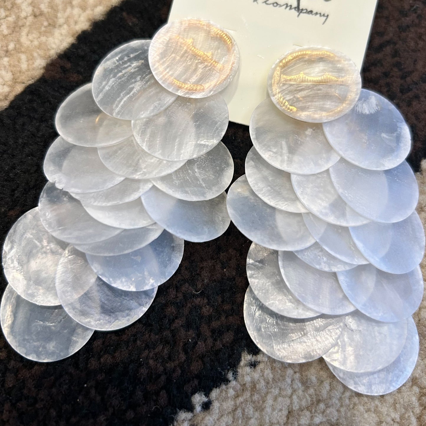 Round Dangle Earrings | Frosted White