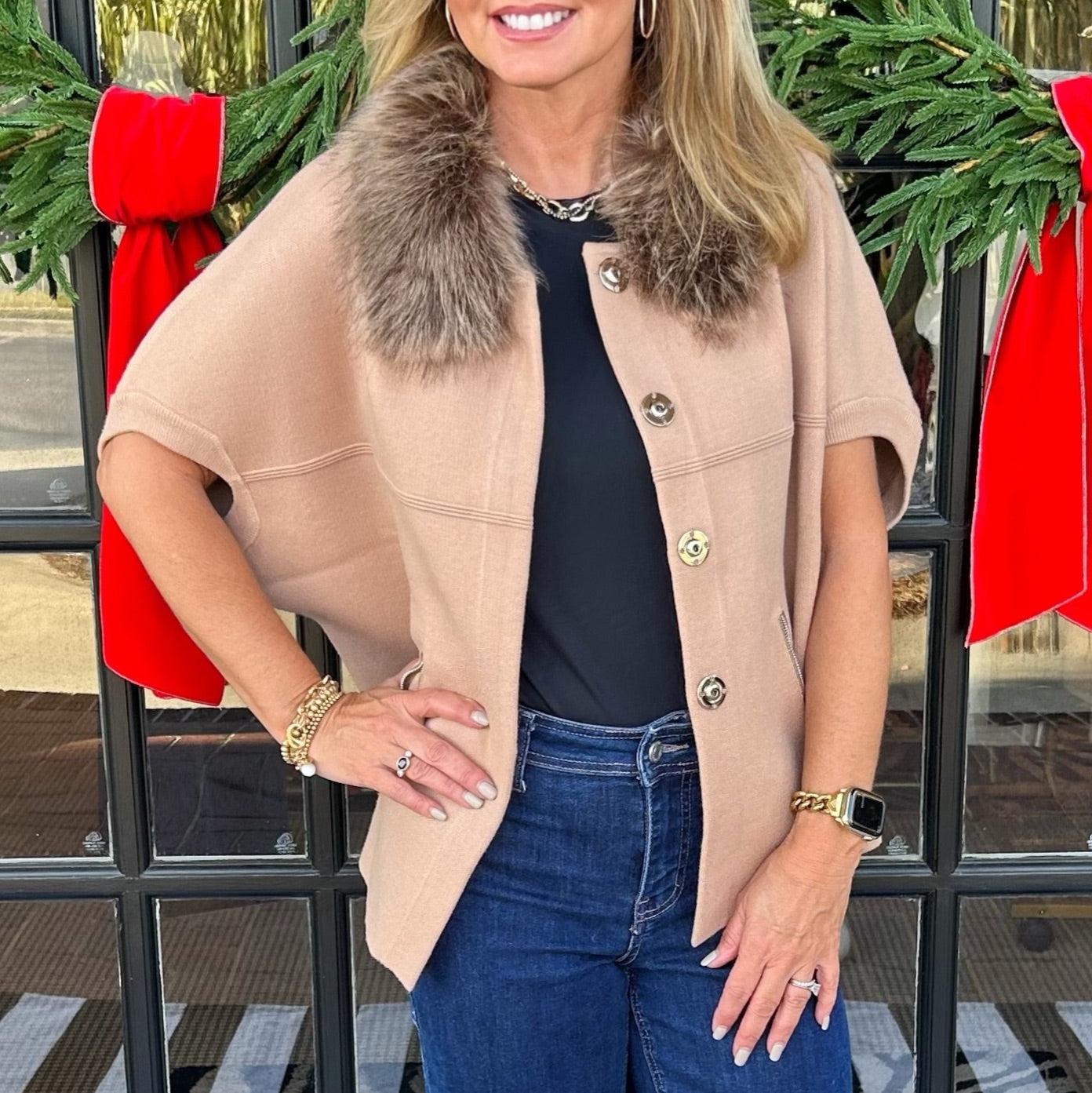 Darby Faux Fur Cardigan | Chesnut