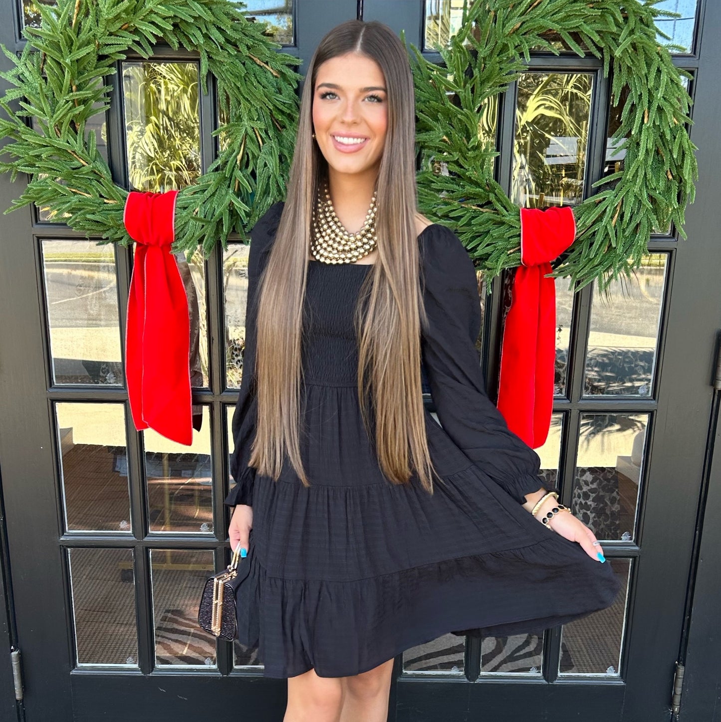 Allison Tiered Mini Dress | Black