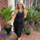 Tina Fringe Midi Skirt | Black
