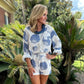 Tori Top & Short Set | White & Blue Sea Shell Print