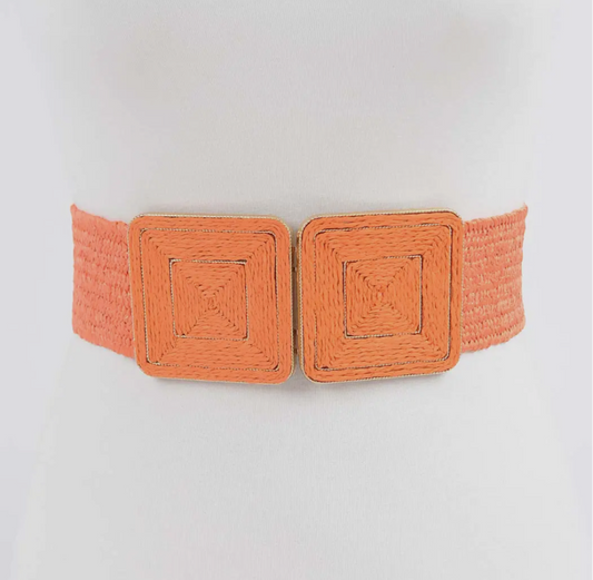 Two Buckle Straw Belt | Orange