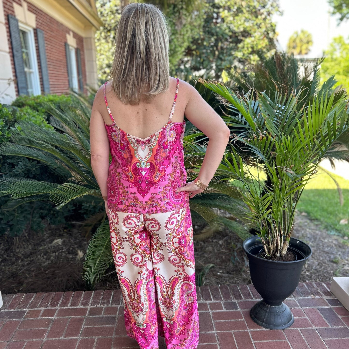Stella Top & Bottom Set | Pink Paisley