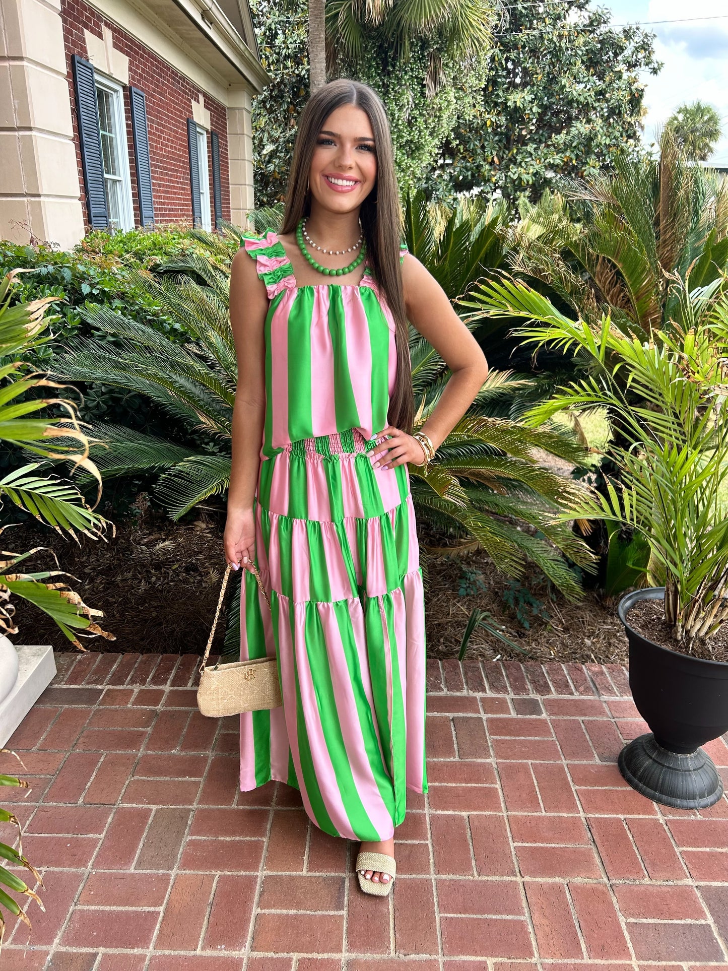 Ellie Top & Skirt Set | Barbie Pink & Kelly Green