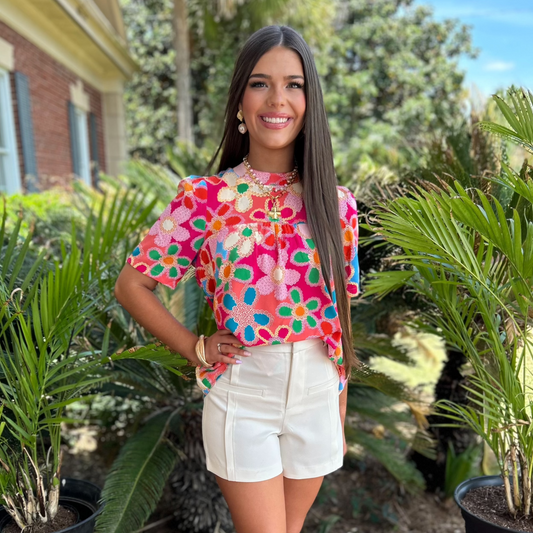 Elaina Top | Pink Multi