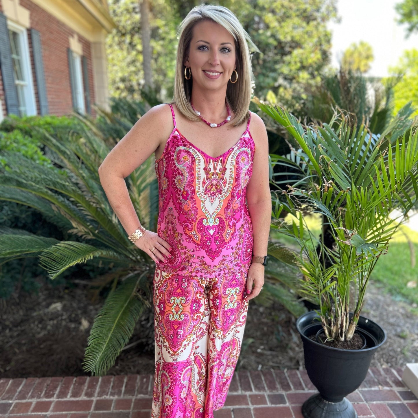 Stella Top & Bottom Set | Pink Paisley