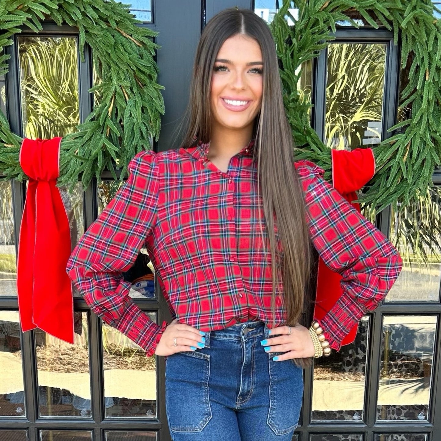 Chapman Plaid Top | Red-Multi
