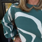 Bethany Swirl Sweater | Green & White