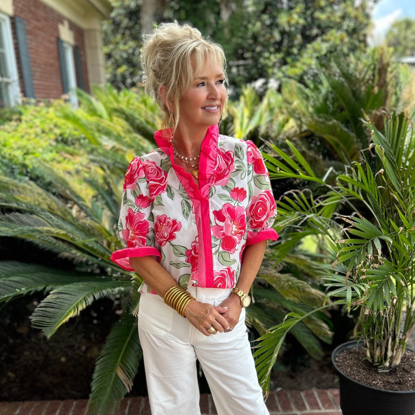 Zoie Top | Pink Floral Print
