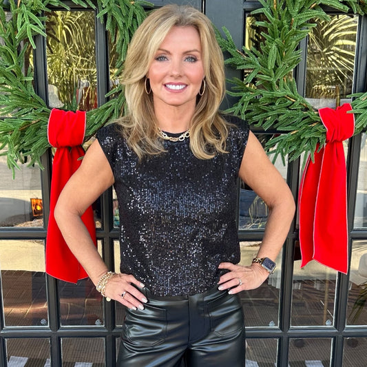 Olivia Sequin Muscle Tank | Black
