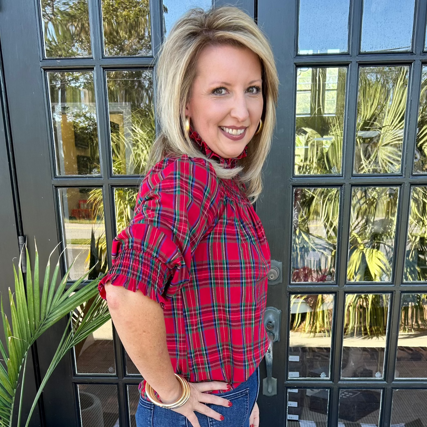 Jace Plaid Top | Red-Multi