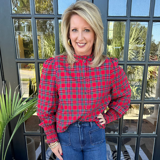 Chapman Plaid Top | Red-Multi