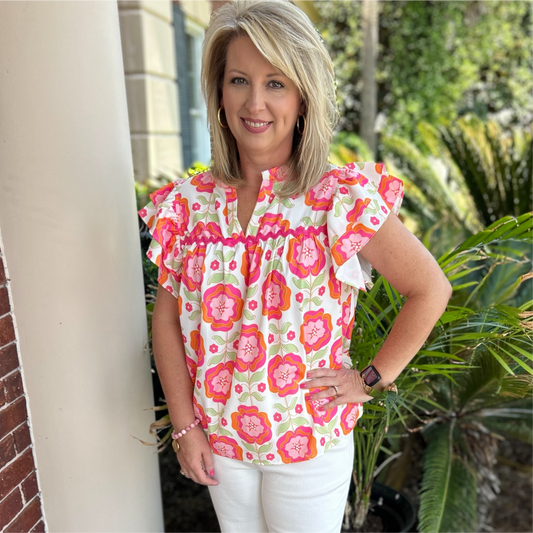 Jaylene Floral Top | Pink