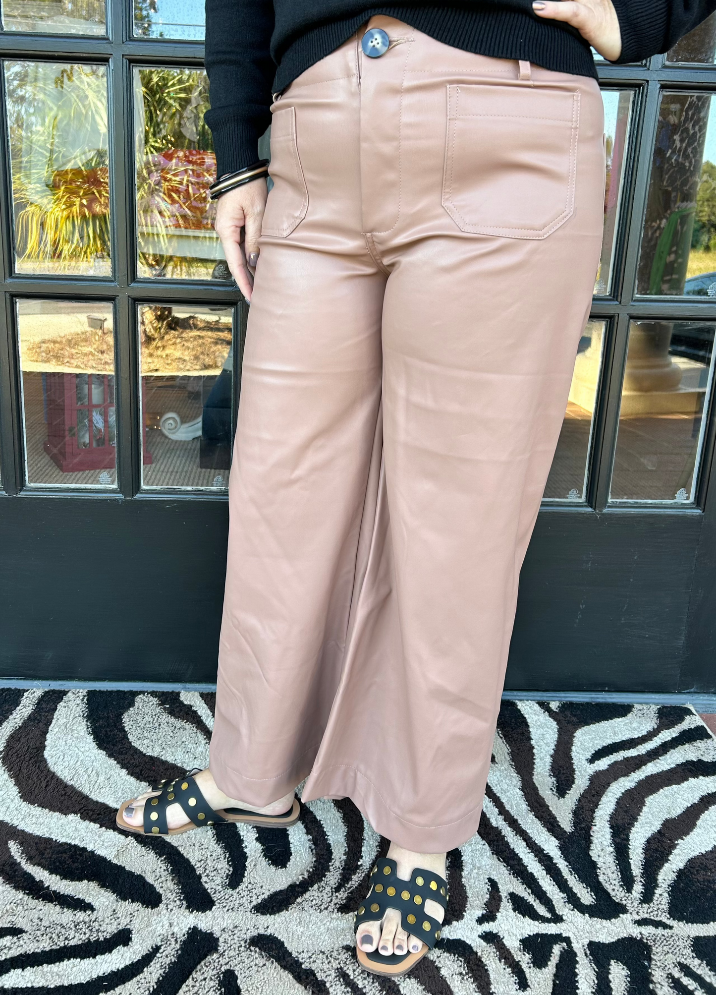 Darla Faux Leather Pants | Taupe