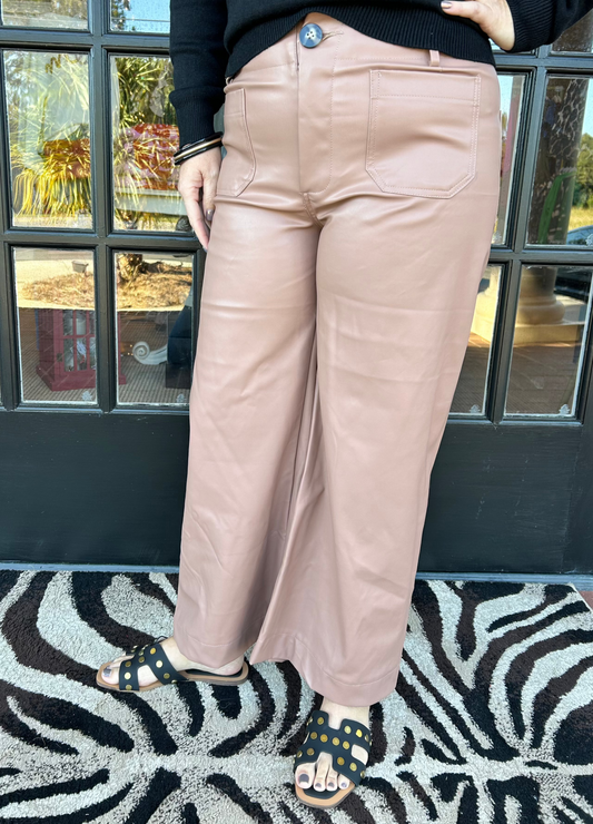 Darla Faux Leather Pants | Taupe