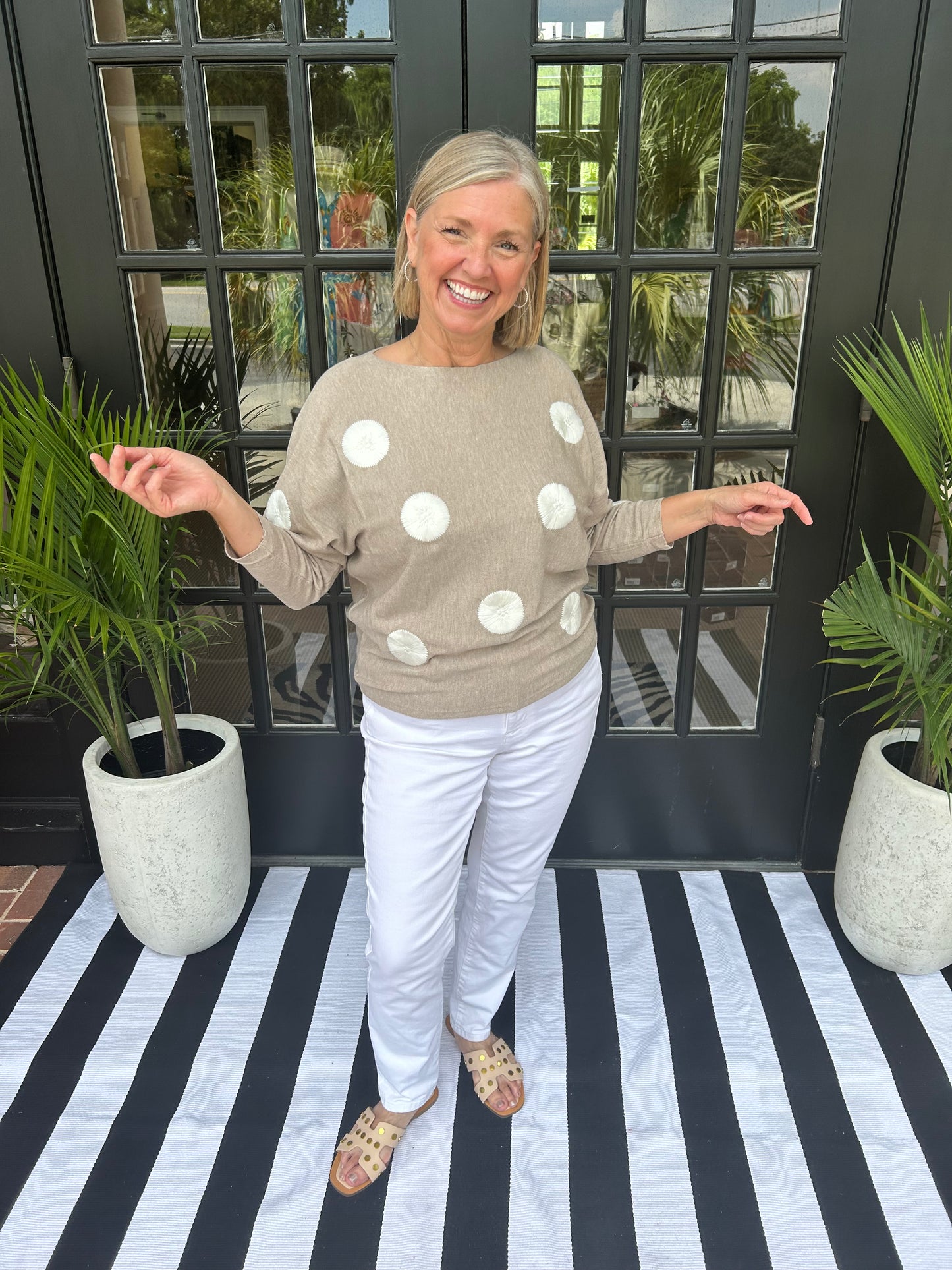 Demi Dot Sweater | Tan