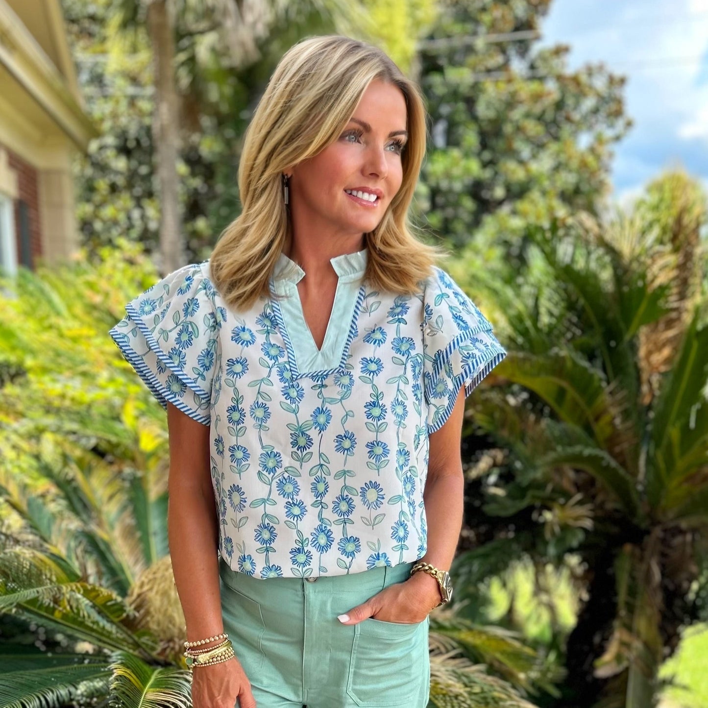 Sloan Top | White Floral Print