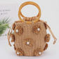 Handmade Faux Straw Handle Bucket Bag | Khaki