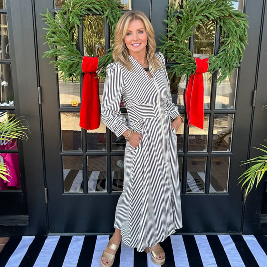Eva Dress | Black & White Stripes
