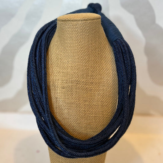 Rope Statement Necklace | Navy Blue