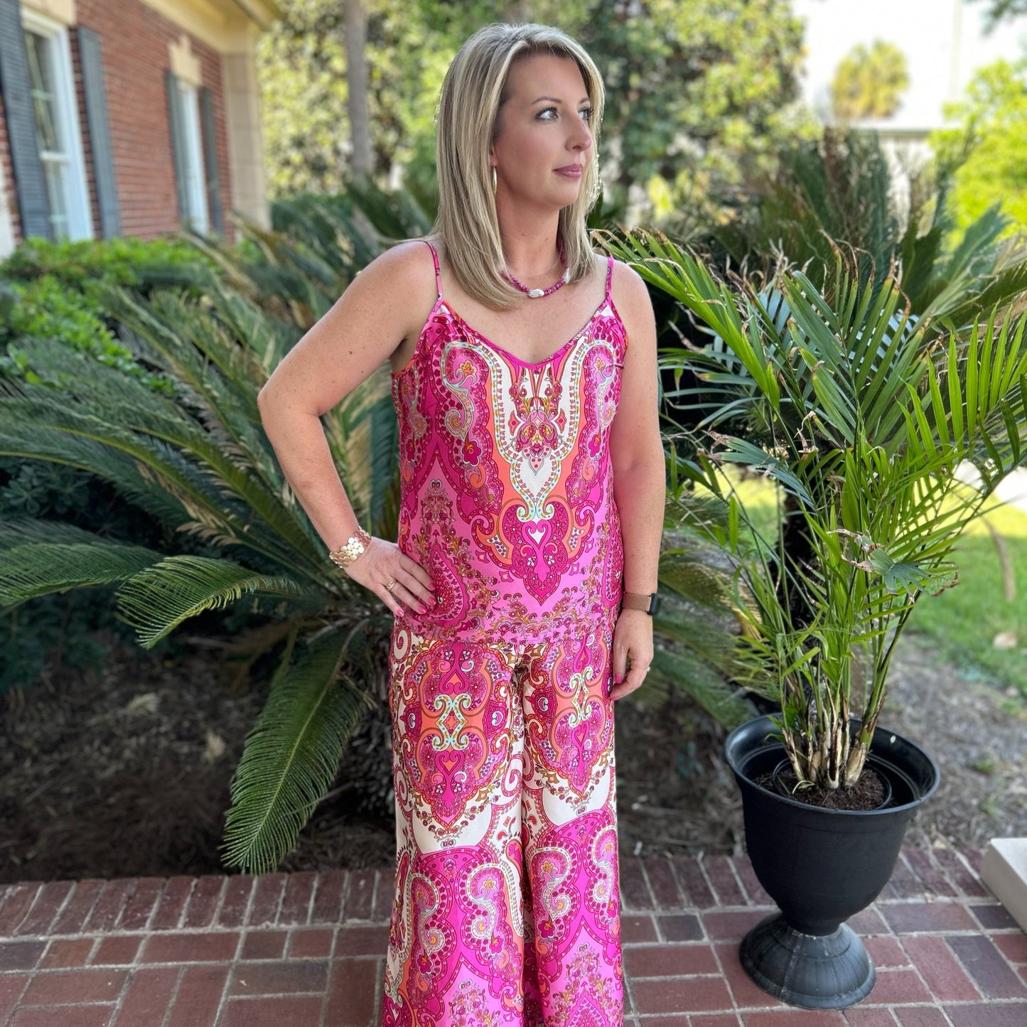 Stella Top & Bottom Set | Pink Paisley