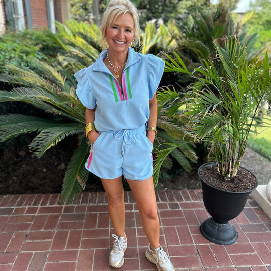 Charlee Active Top & Shorts Set | Blue