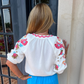 Francis Floral Embroidered Puff Sleeve Top | White