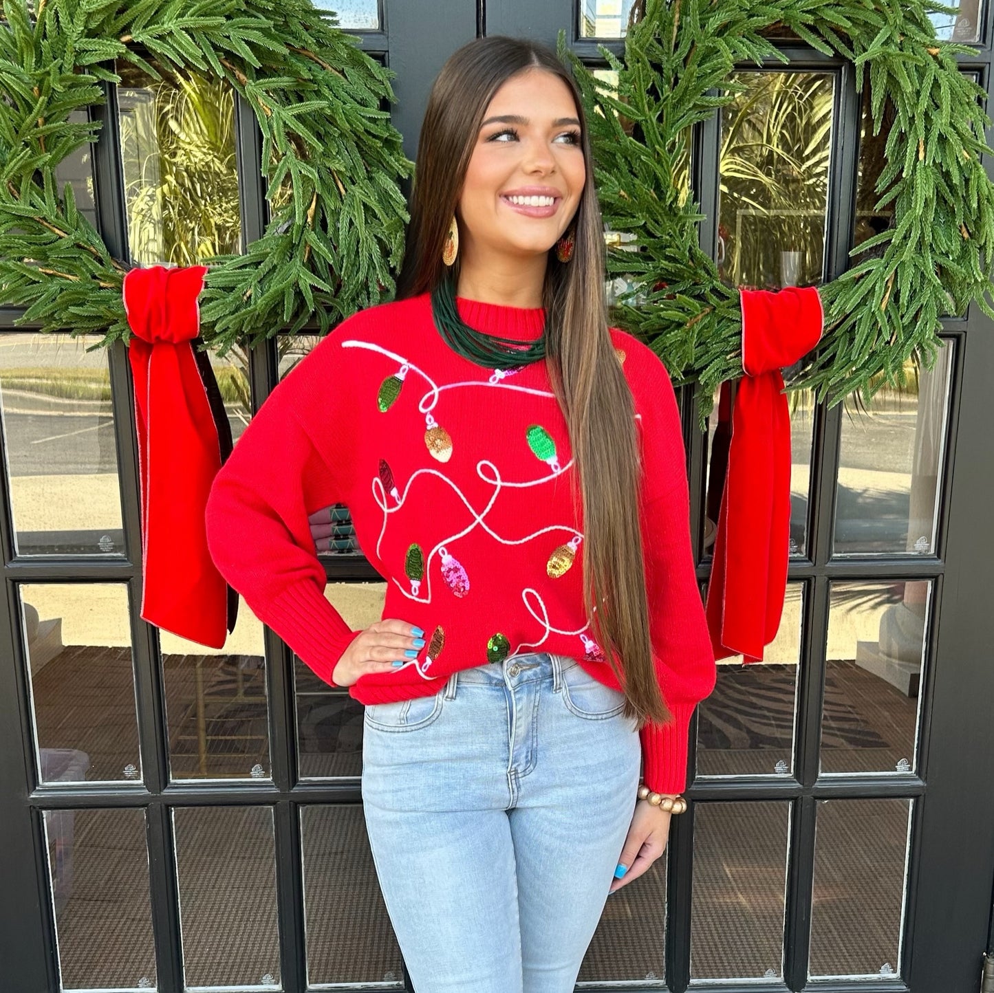 Holiday Lights Sweater | Red