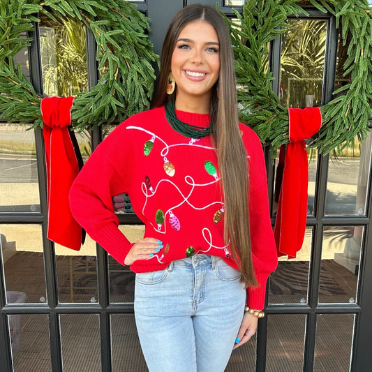 Holiday Lights Sweater | Red