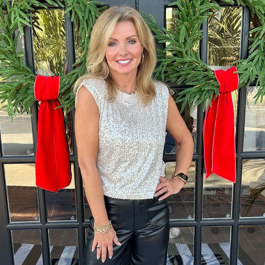 Olivia Sequin Muscle Tank | Champagne