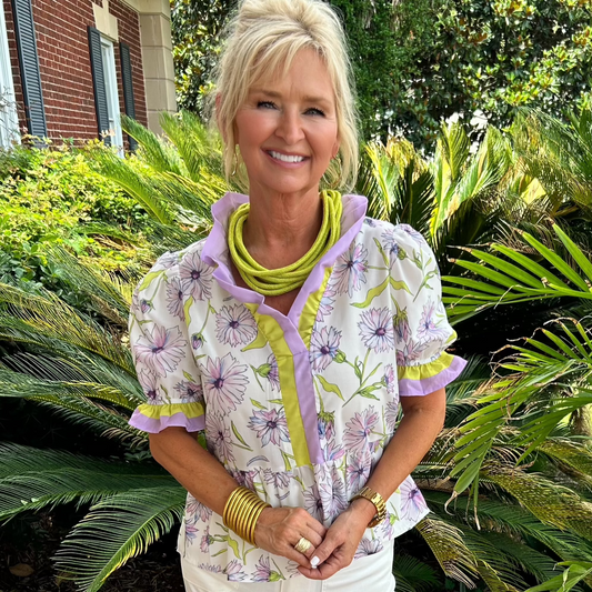 Grace Top | Green & Lavender Mix