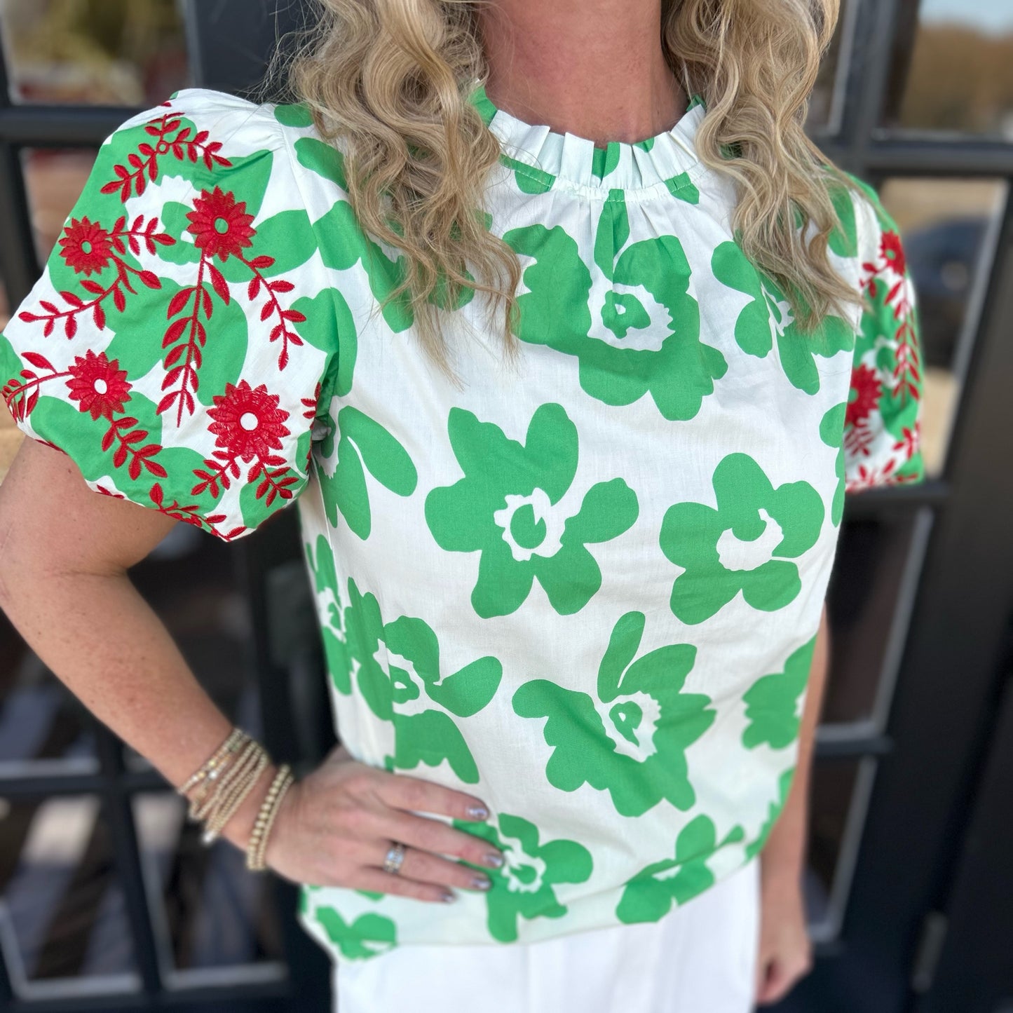 Blythe Floral Top | Green Combo
