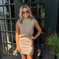 Avery Ribbed Sweater Vest and Skirt Set | Tan