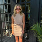 Avery Ribbed Sweater Vest and Skirt Set | Tan