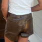 Lea Faux Leather Shorts | Chocolate
