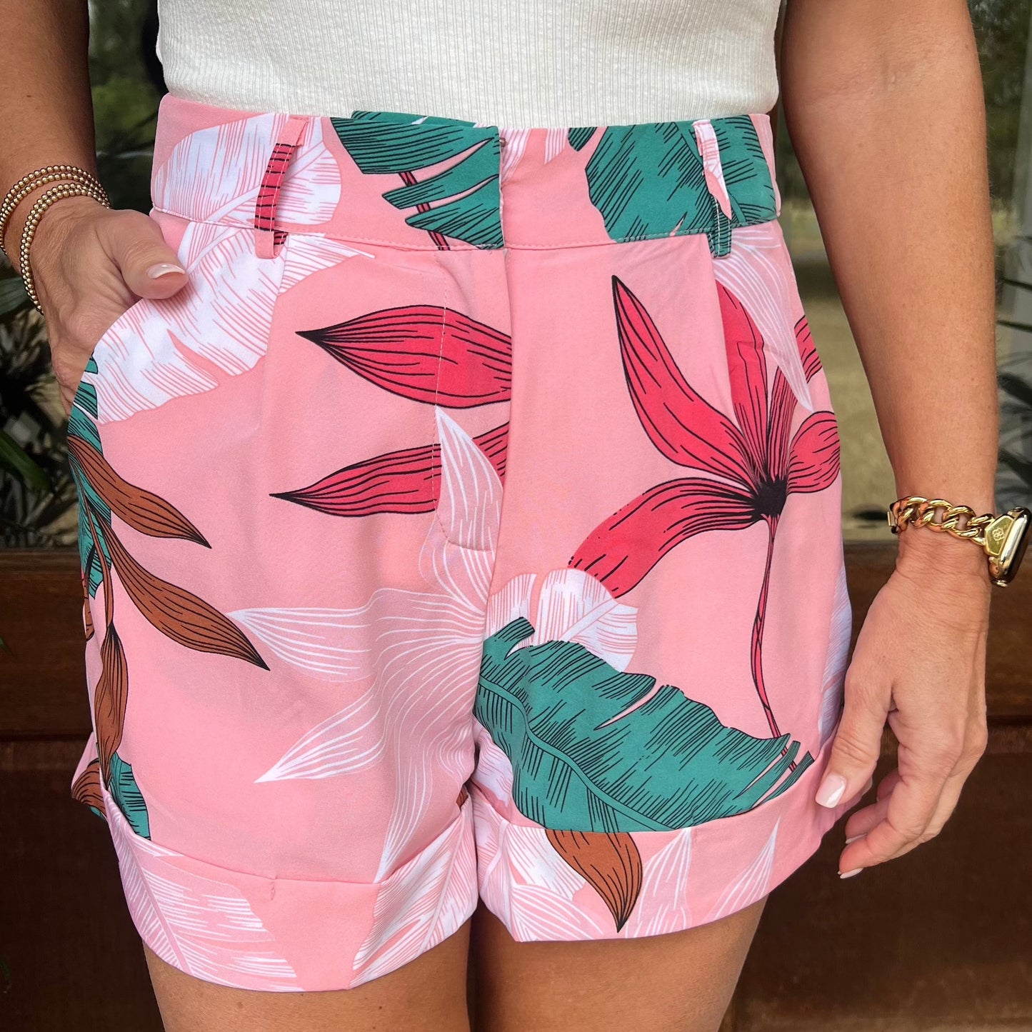 Mikayla Floral Print Shorts | Pink