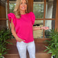 Lana Double Ruffle Dressy Blouse | Hot Pink