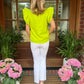 Lana Double Ruffle Dressy Blouse | Lime Green