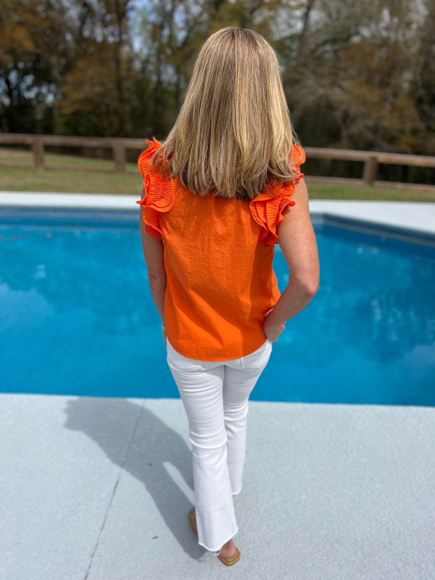 Hanna Ruffle Top | Orange