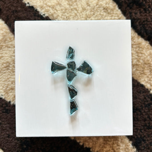 Blue Glass Cross | 4 x 4