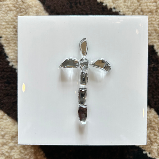 Silver Glass Cross | 4 x 4