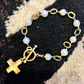 Pearl & Gold Bracelet with Cross