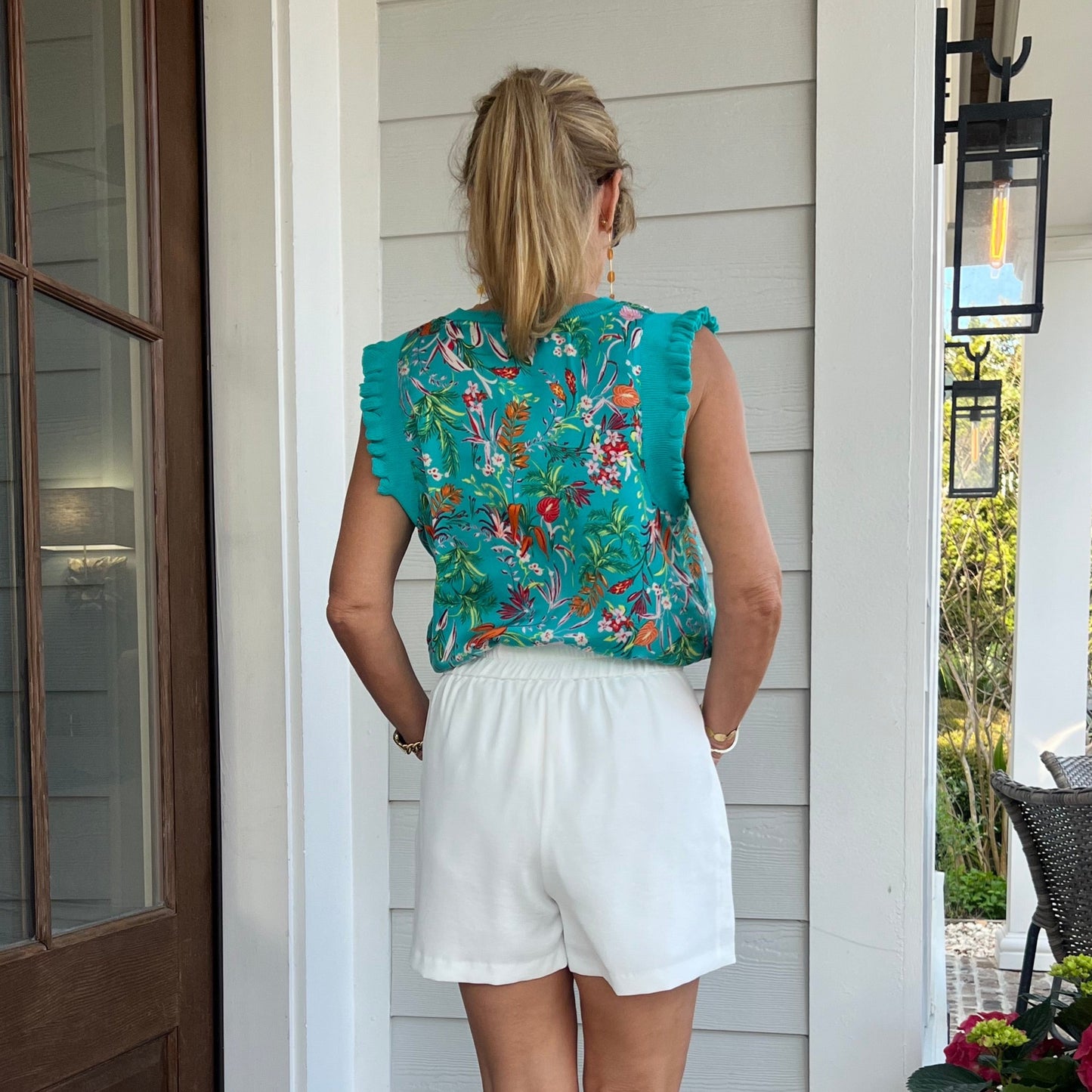 Adalyn Tropical Print top | Teal