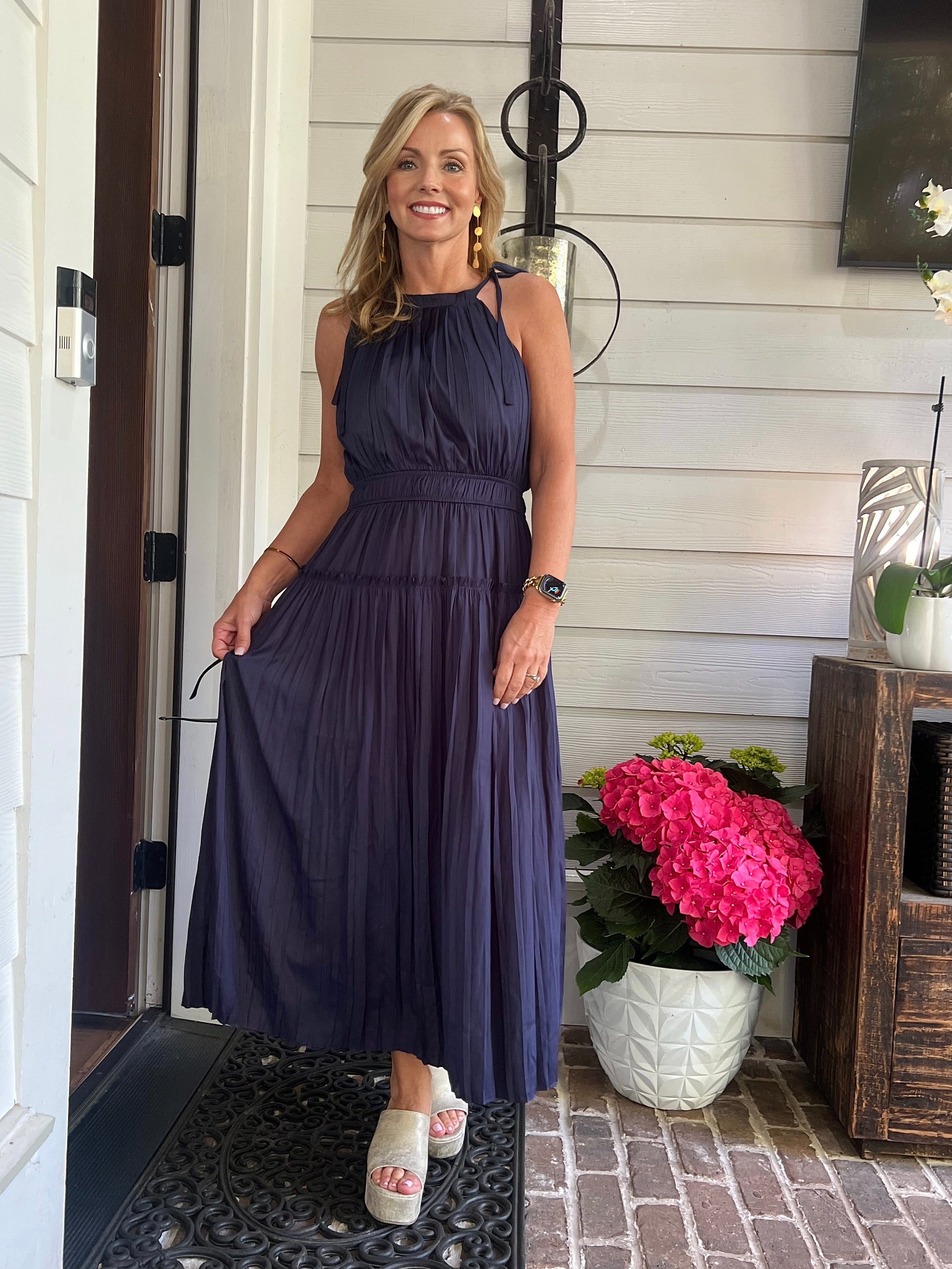navy halter midi dress Navy halter neck midi dress ImageBoutique
