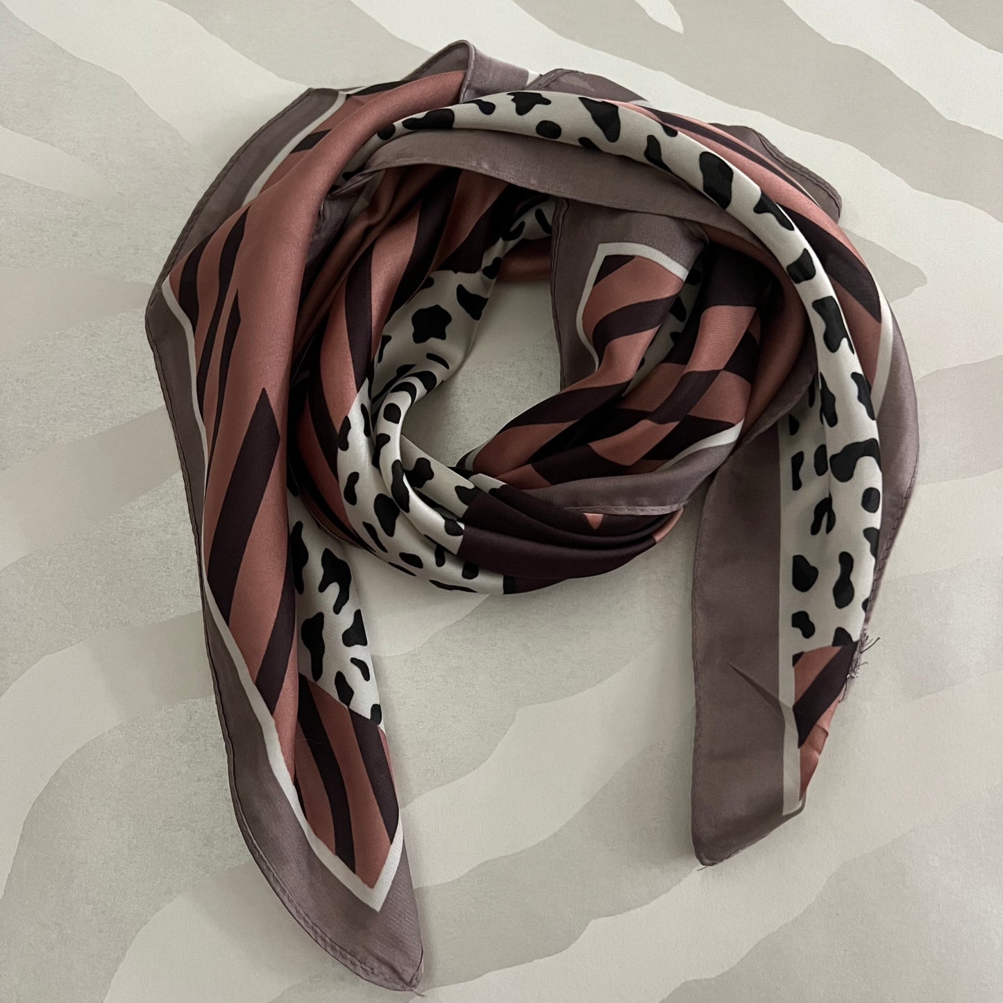 Bandana Scarf | Leopard and Diagonal Block Indi Pink