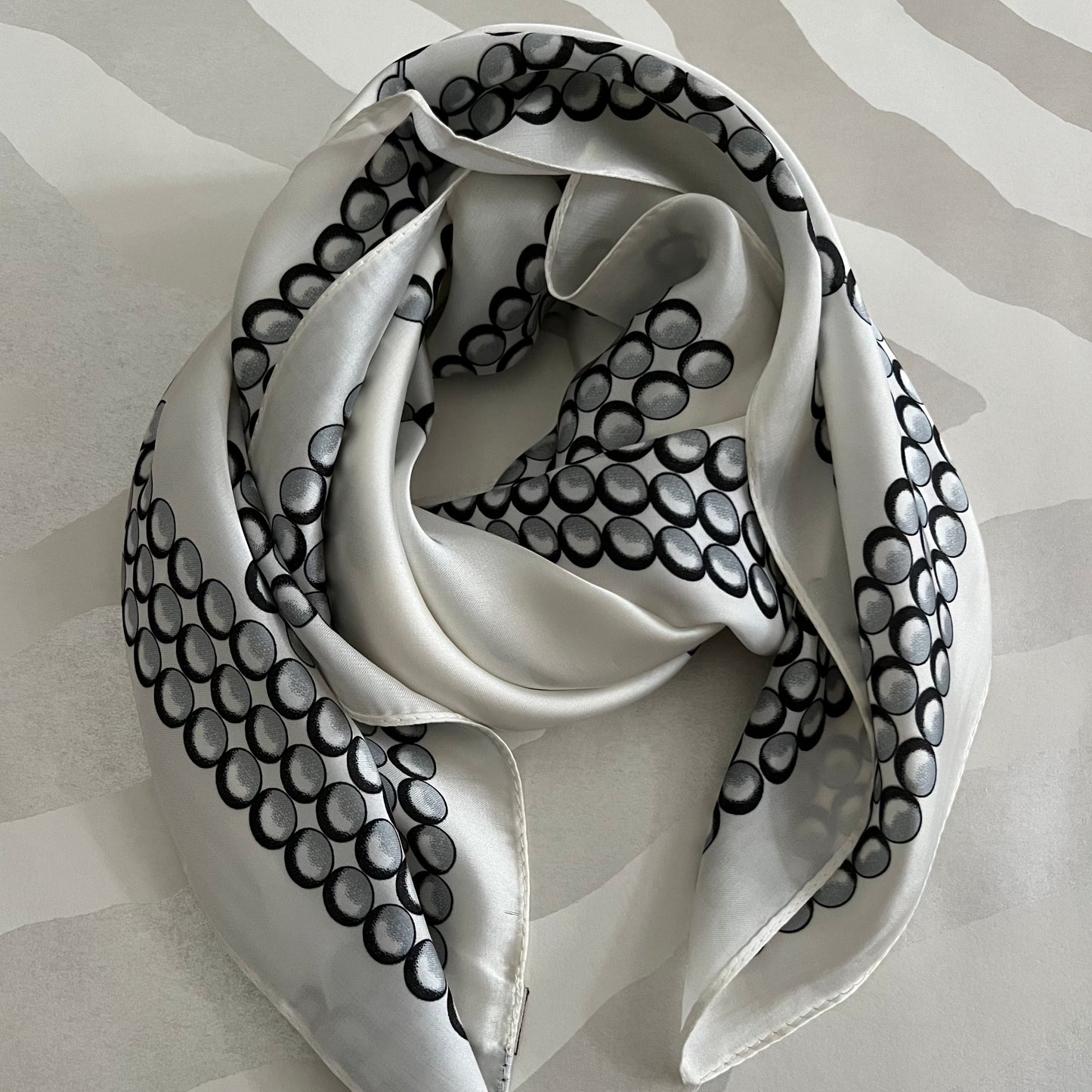 Bandana Scarf | Pearl Bead Print Ivory